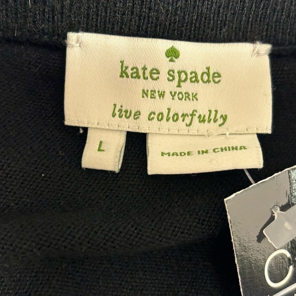 Kate Spade SILK CASHMERE cardigan Black Size L live Colorfully - Picture 6 of 6